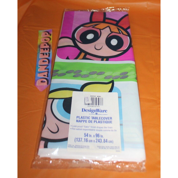 DesignWare American Greetings Powerpuff Girls Mania Plastic Tablecover 54 x 96" - Picture 1 of 3